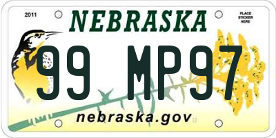 NE license plate 99MP97