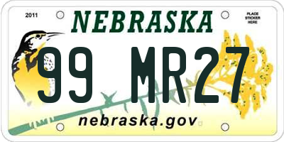 NE license plate 99MR27