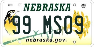 NE license plate 99MS09