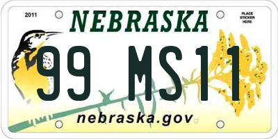 NE license plate 99MS11