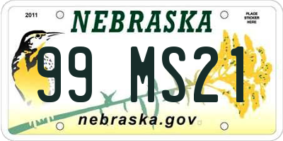 NE license plate 99MS21