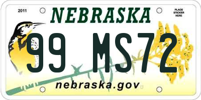 NE license plate 99MS72