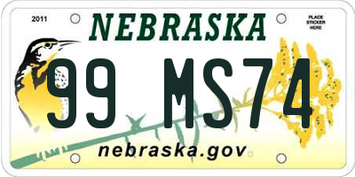 NE license plate 99MS74