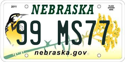 NE license plate 99MS77