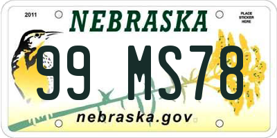NE license plate 99MS78