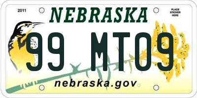 NE license plate 99MT09