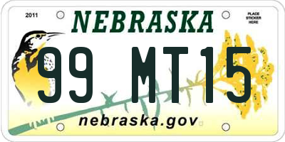 NE license plate 99MT15