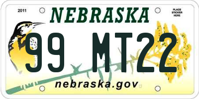 NE license plate 99MT22