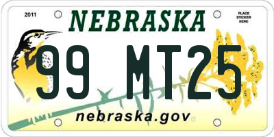 NE license plate 99MT25