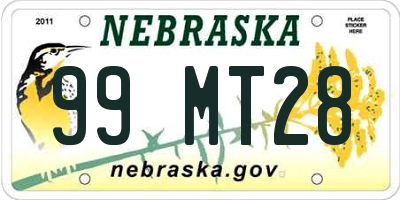 NE license plate 99MT28