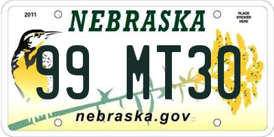 NE license plate 99MT30