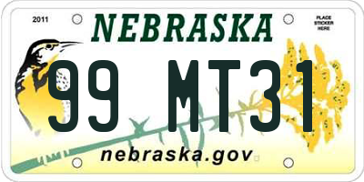 NE license plate 99MT31