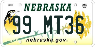 NE license plate 99MT36