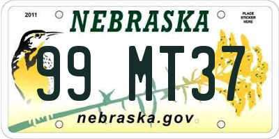 NE license plate 99MT37