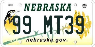 NE license plate 99MT39