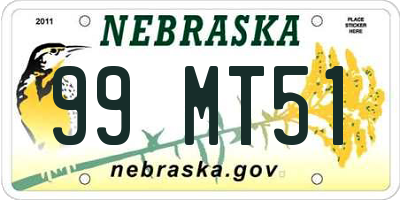 NE license plate 99MT51