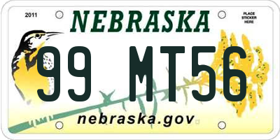 NE license plate 99MT56