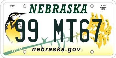 NE license plate 99MT67