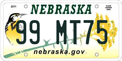 NE license plate 99MT75