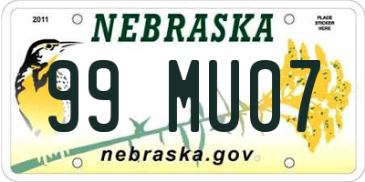 NE license plate 99MU07