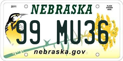 NE license plate 99MU36