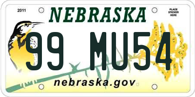 NE license plate 99MU54