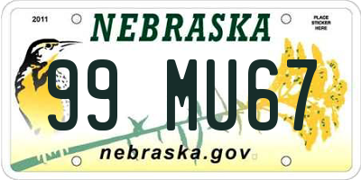 NE license plate 99MU67