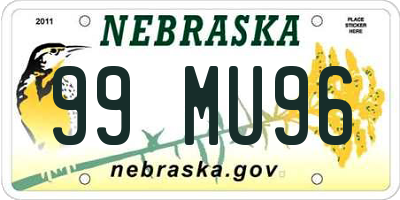 NE license plate 99MU96