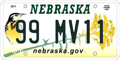 NE license plate 99MV11