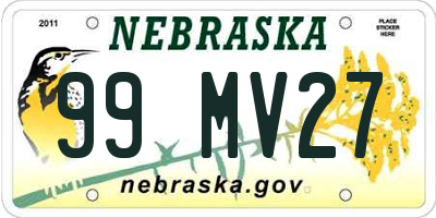 NE license plate 99MV27