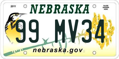 NE license plate 99MV34