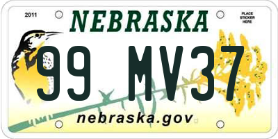 NE license plate 99MV37