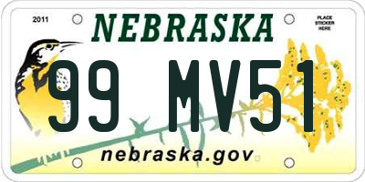 NE license plate 99MV51