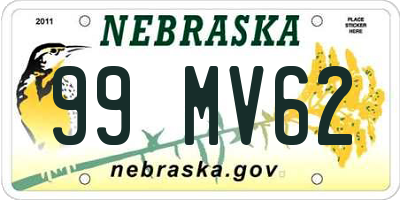 NE license plate 99MV62