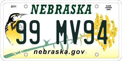 NE license plate 99MV94