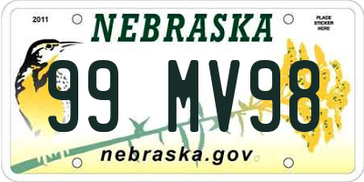 NE license plate 99MV98