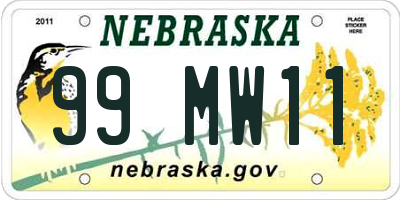 NE license plate 99MW11