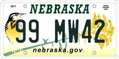 NE license plate 99MW42