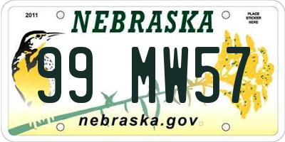 NE license plate 99MW57