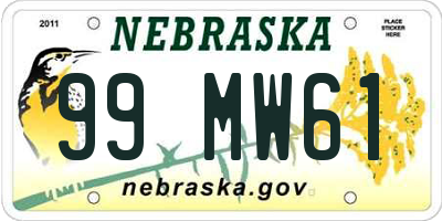 NE license plate 99MW61