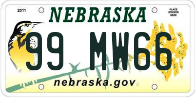 NE license plate 99MW66