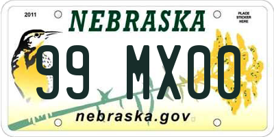 NE license plate 99MX00