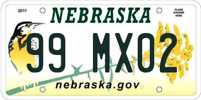 NE license plate 99MX02