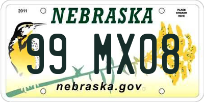 NE license plate 99MX08