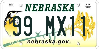 NE license plate 99MX11