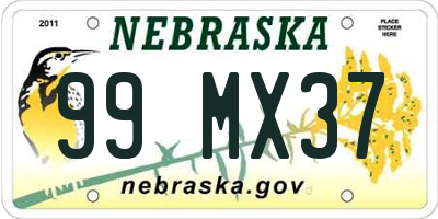 NE license plate 99MX37