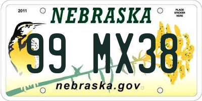 NE license plate 99MX38