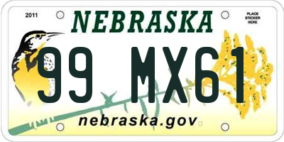 NE license plate 99MX61