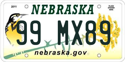 NE license plate 99MX89