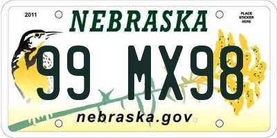 NE license plate 99MX98